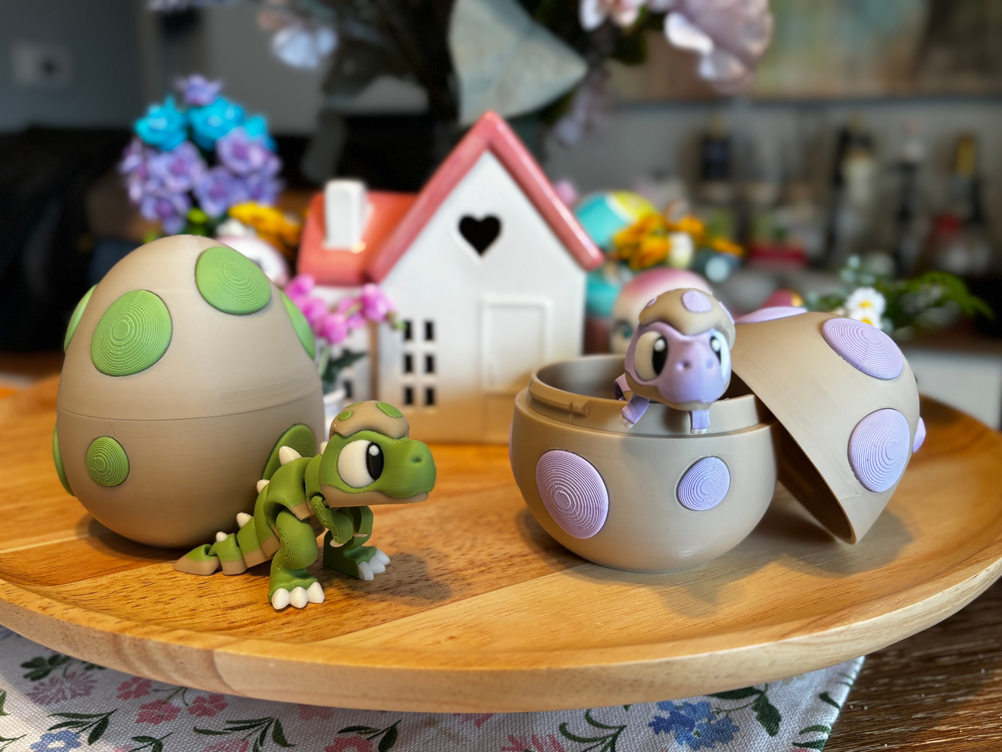 Articulating Baby Dinosaur with Matching Egg – 3D Printed Flexi Toy & Surprise Hatch Set